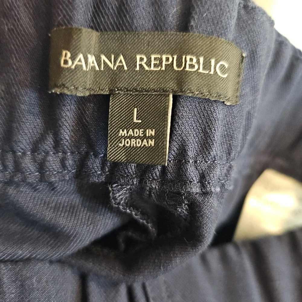 Banana Republic Women's Navy Blue Tencel Linen Chino Pull On Pants Size Large‎